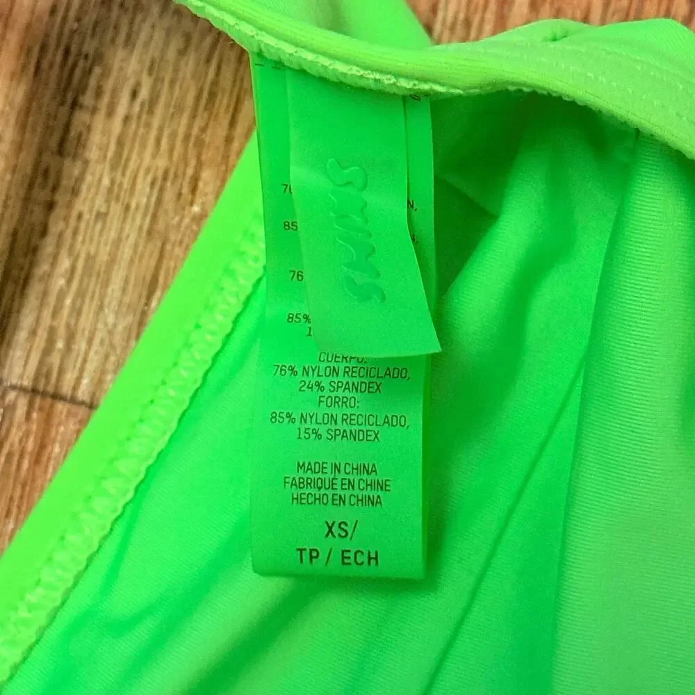NWOT SKIMS Signature Swim High Neck Bikini Top in Neon Green Size XS